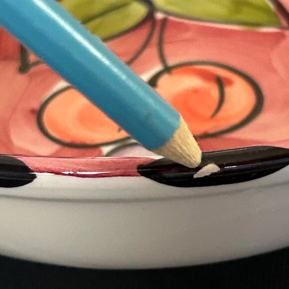 Stoviglielia Pink/Red Italian Hand-Painted Ceramic Fruit Bowl 9” Dining READ: - Picture 3 of 10